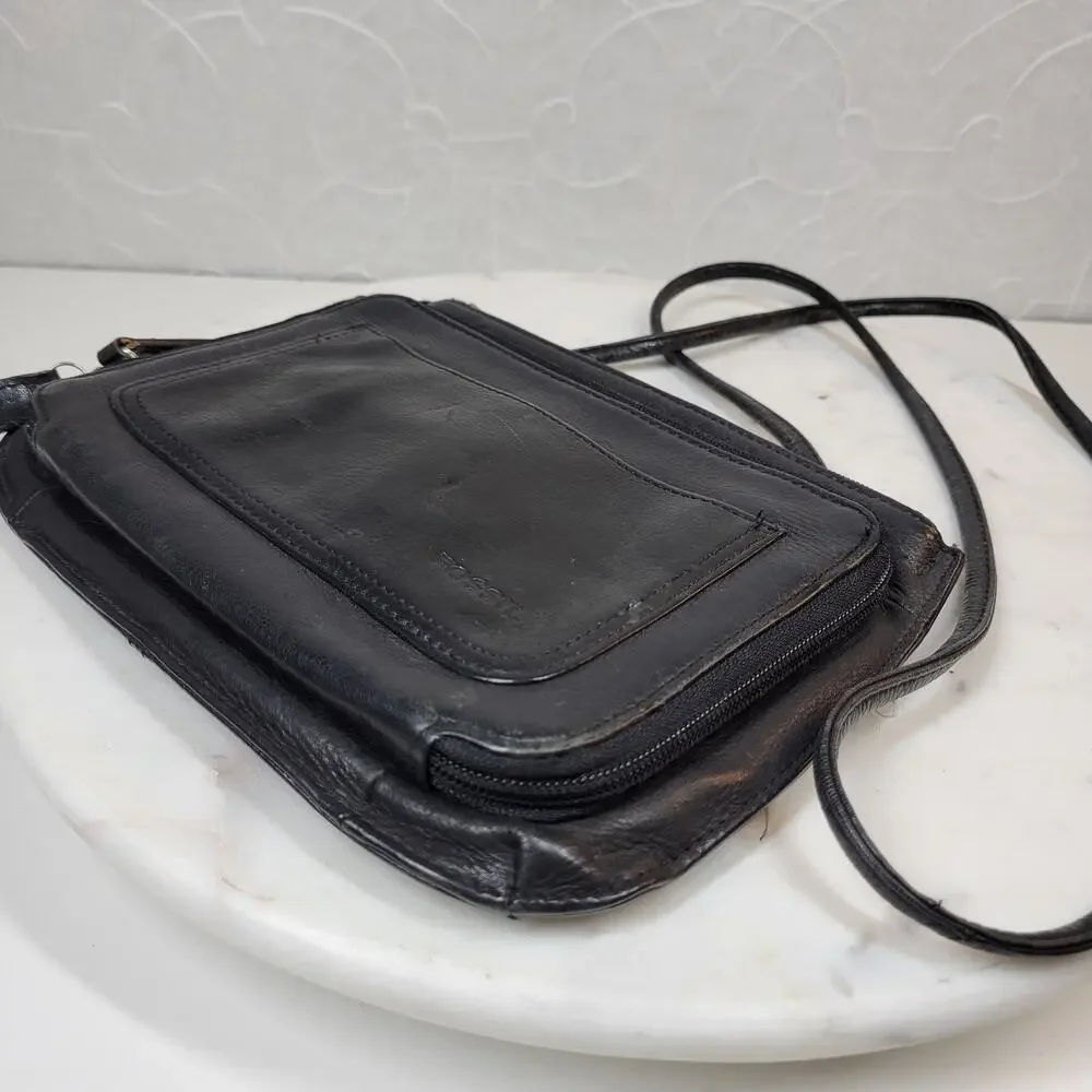 VTG Fossil Black Pebbled Leather‎ Purse 9